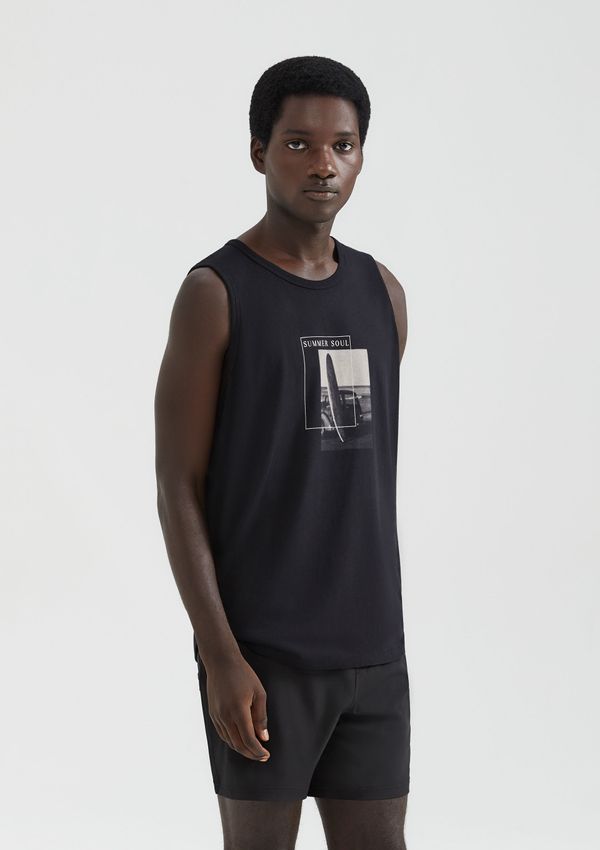 Regata Básica Masculina Regular Com Estampa - Preto G
