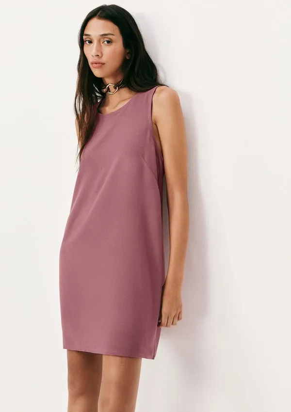 Vestido Curto Reto Em Viscose - Rosa XP
