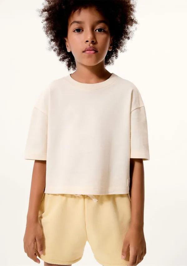 Shorts Infantil Menina Moletom Runner - Amarelo 004