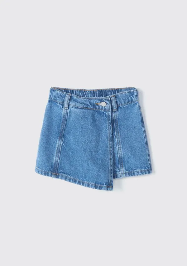 Shorts Saia Jeans Infantil Menina Toddler - Azul 004
