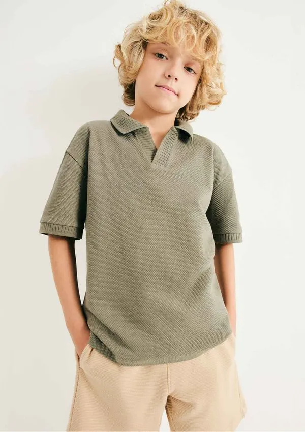Camisa Polo Infantil Menino Texturizada - Verde 010