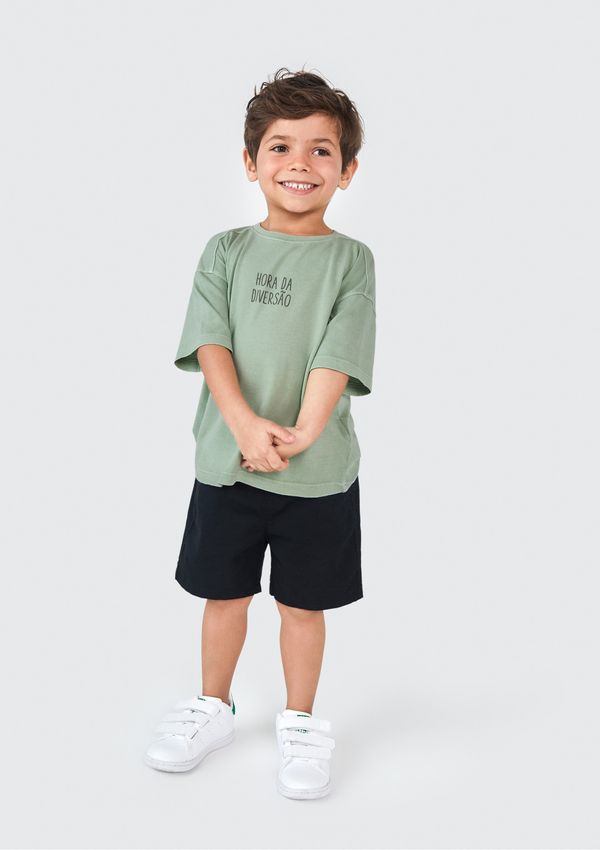 Bermuda Infantil Menino Toddler Chino Em Sarja - Preto 004