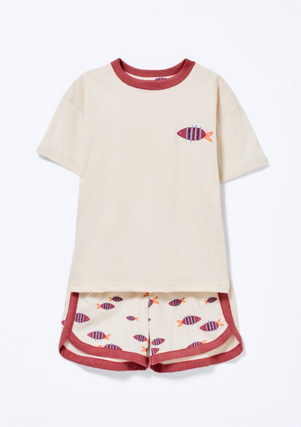 Pijama Curto Infantil Menina Que Brilha no Escuro - Off white 014