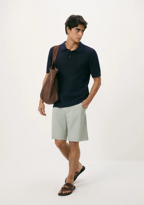 Bermuda Masculina Chino Em Sarja Peletizada - Azul 044