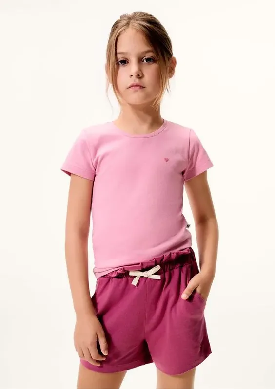 Shorts Básico Infantil Menina Clochard Em Moletom - Roxo 006
