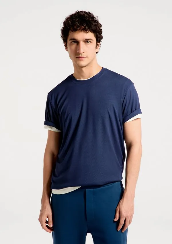 Camiseta Masculina Comfort Em Malha Tech - Azul M