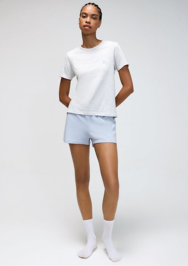 Pijama Curto Feminino Com Bordado - Cinza P
