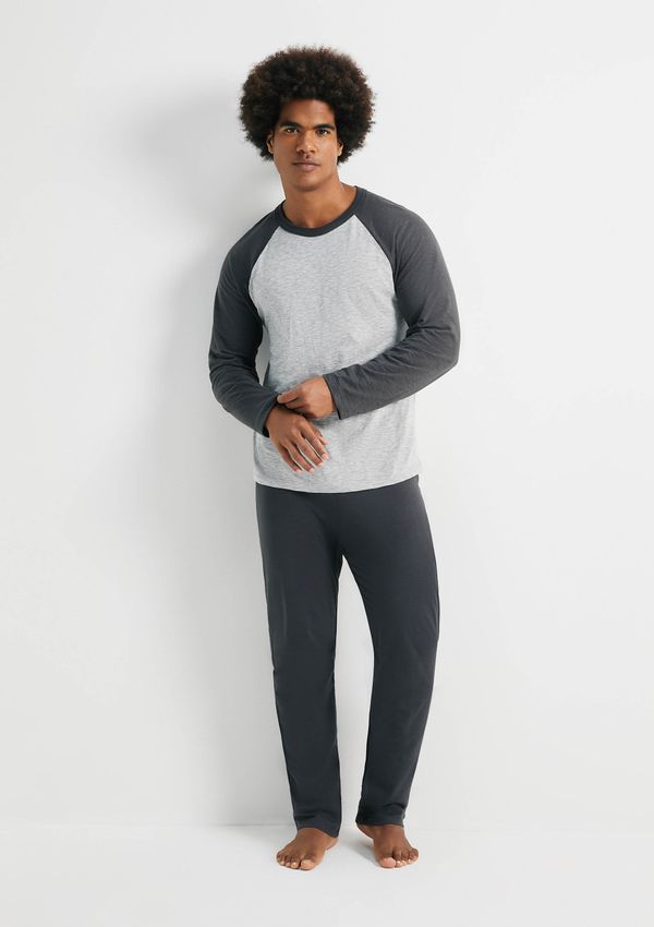 Pijama Masculino Manga Longa Raglan - Cinza P