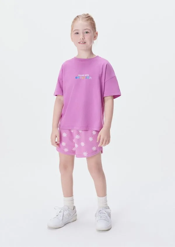 Conjunto Infantil Menina Curto Estampado - Roxo 014
