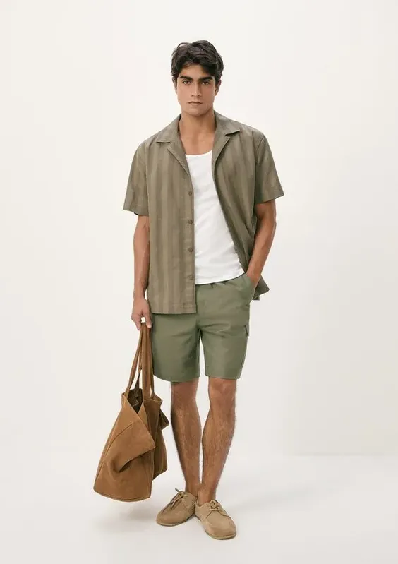 Shorts Masculino Tecido Empapelado - Verde G