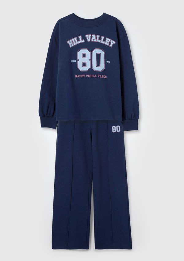 Conjunto de Moletom Infantil Menina Com Estampa - Azul 010