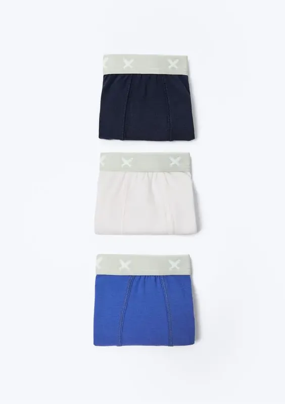Kit Com 3 Cuecas Infantil Boxer - Azul 006