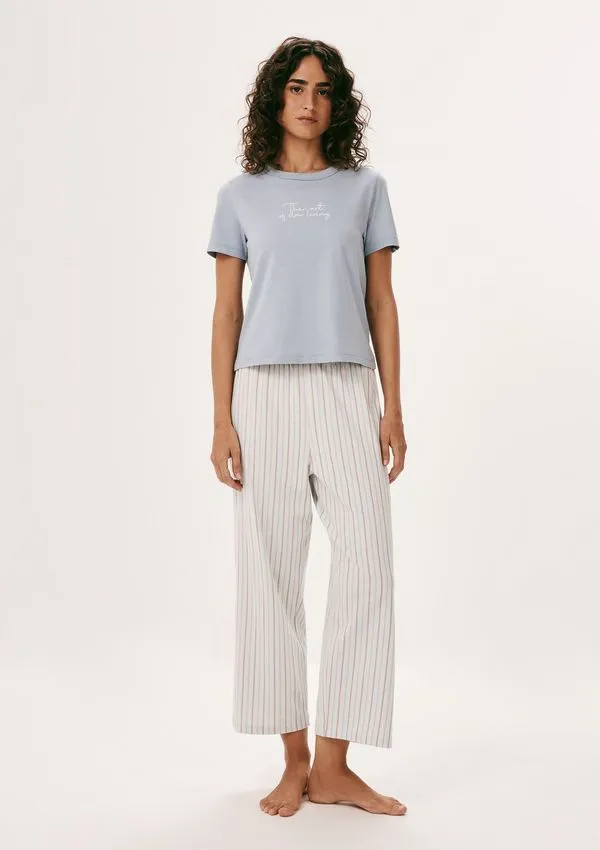 Pijama Longo Feminino Estampado - Azul G