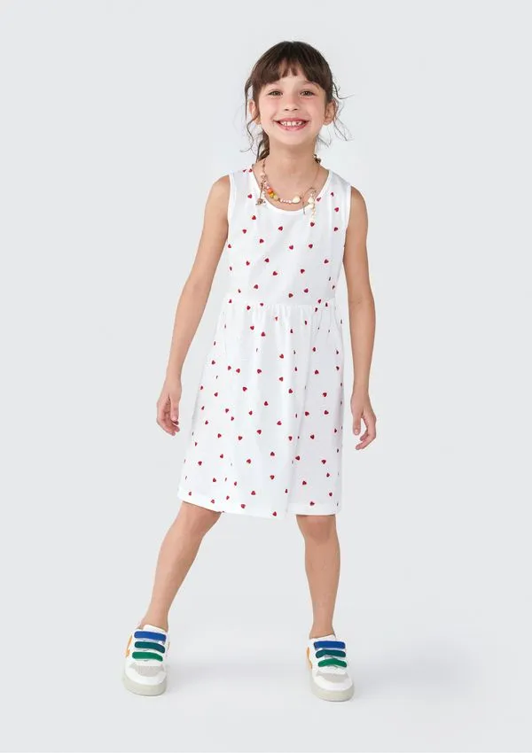 Vestido Curto Infantil Estampado - Off white 012