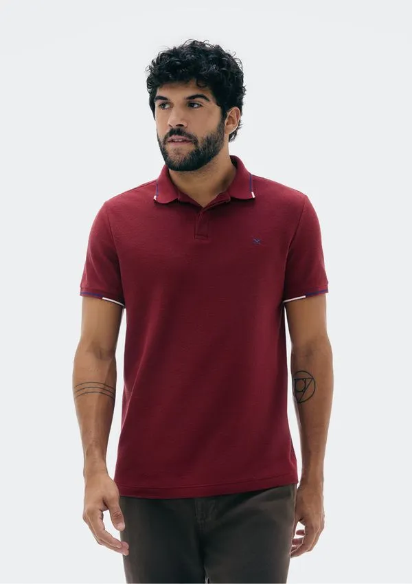 Camisa Polo Masculina Manga Curta Com Bordado - Vermelho M