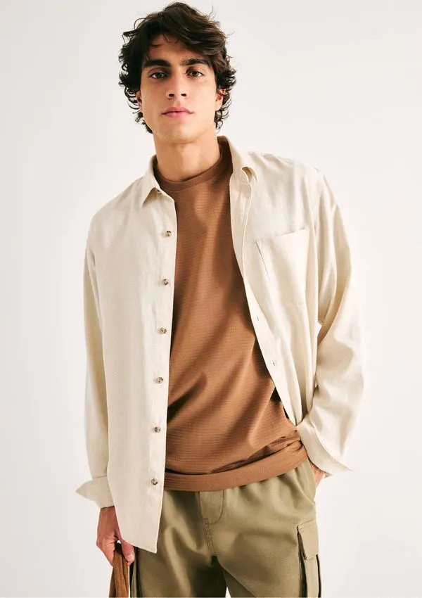 Camiseta Masculina Regular Texturizada - Marrom G