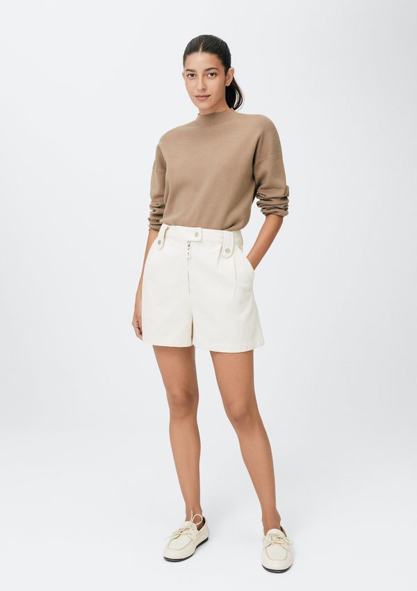 Shorts Feminino Cintura Alta De Sarja - Off white 034