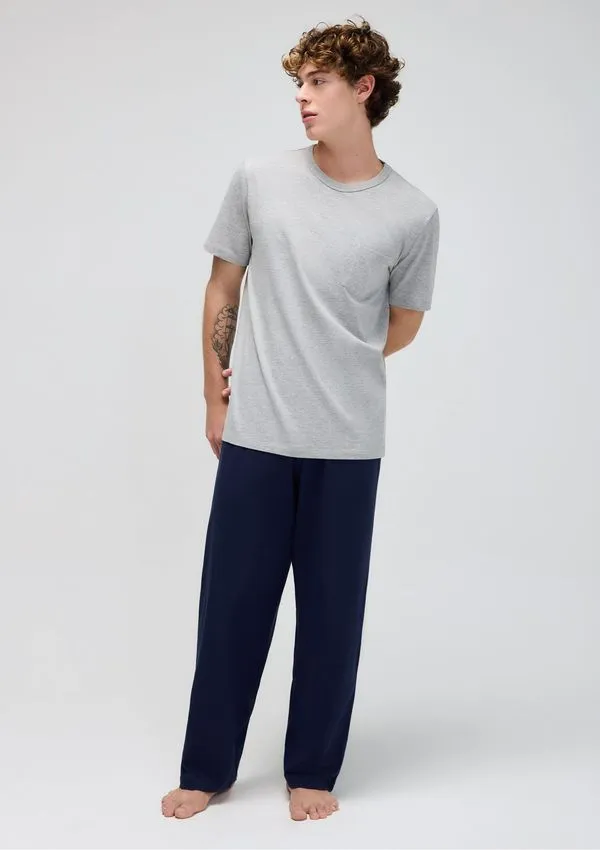 Pijama Longo Masculino Com Bolso - Cinza M
