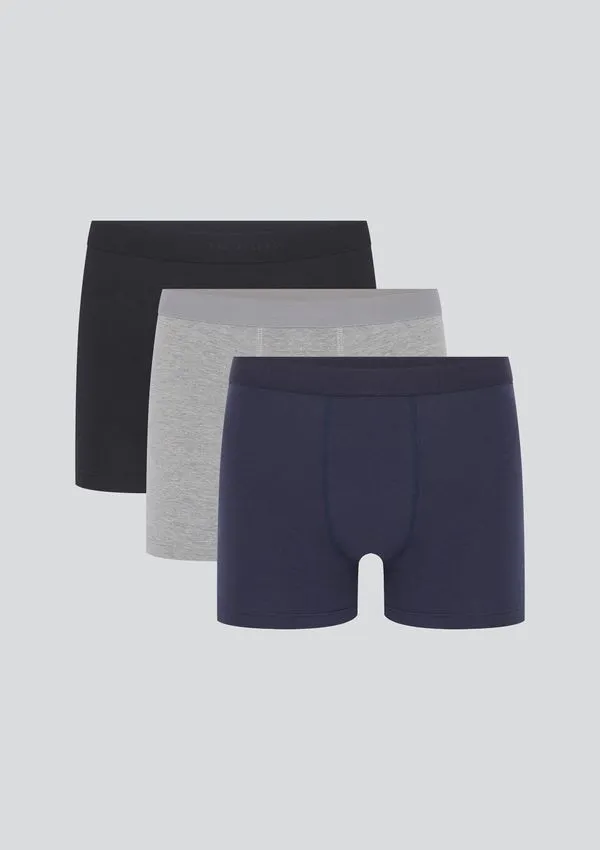 Kit 3 Cuecas Boxer Em Malha - Multicolorido P