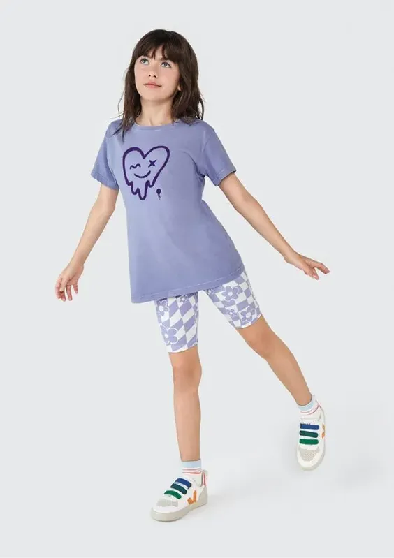 Bermuda Infantil Menina Estampada - Roxo 010