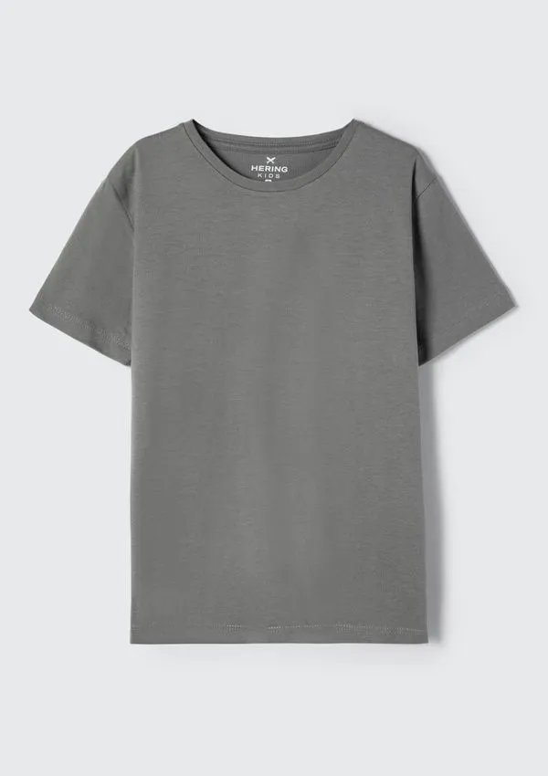 Camiseta Básica Infantil Menino Manga Curta Slim - Cinza 001