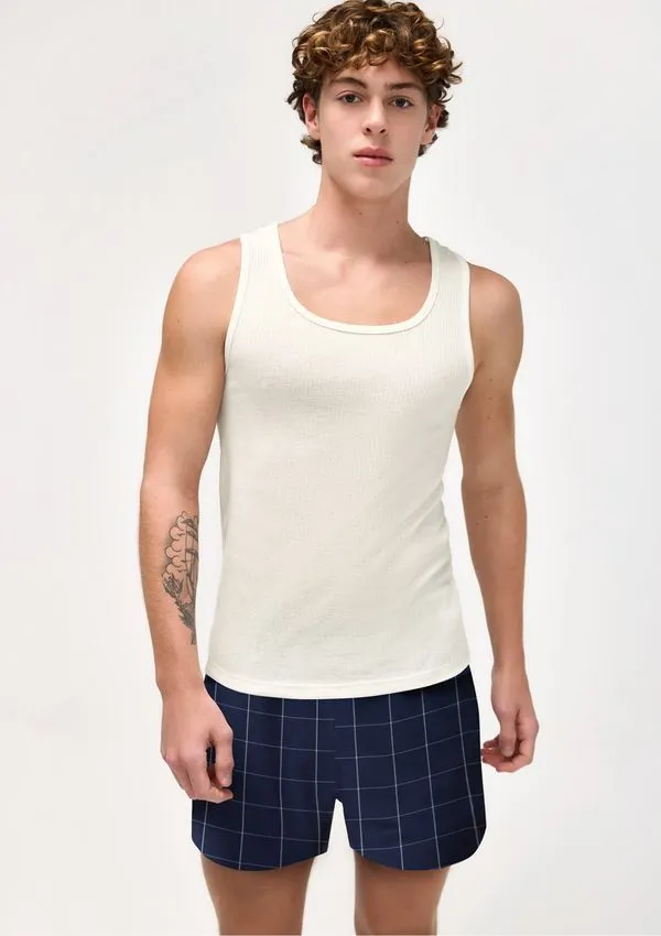 Pijama Curto Masculino Com Samba Canção - Off white XG