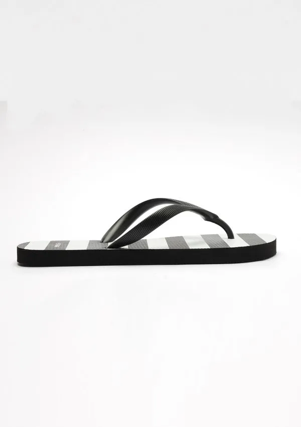 Chinelo de Dedo Feminino Listras Bicolor - Preto 040