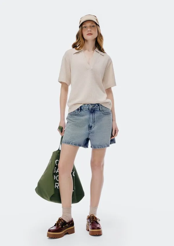 Shorts Jeans Feminino Reto Cintura Média - Azul 044