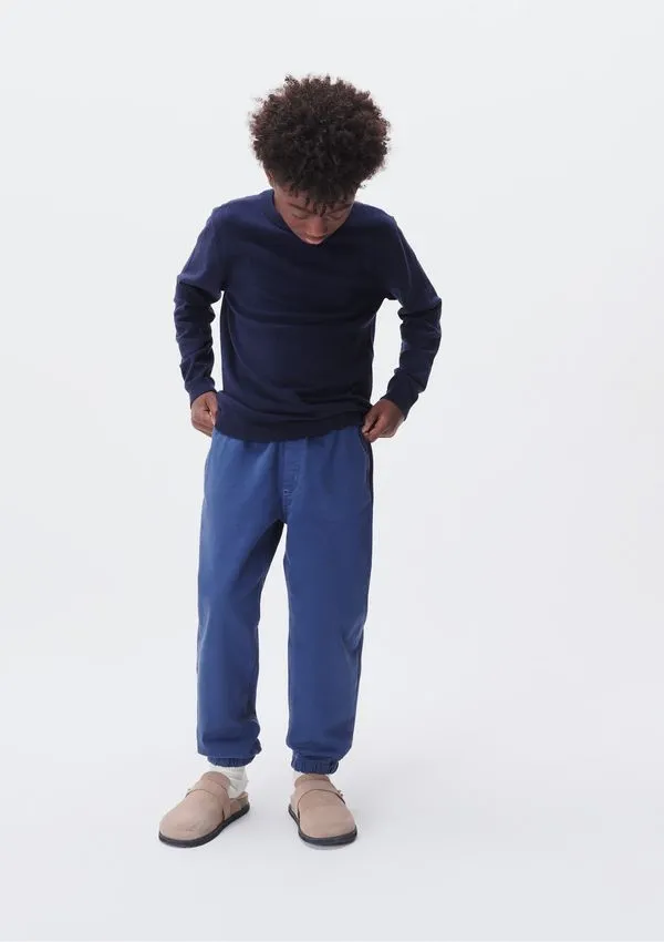 Calça Jogger Infantil Menino Em Moletom Sarjado - Azul 014