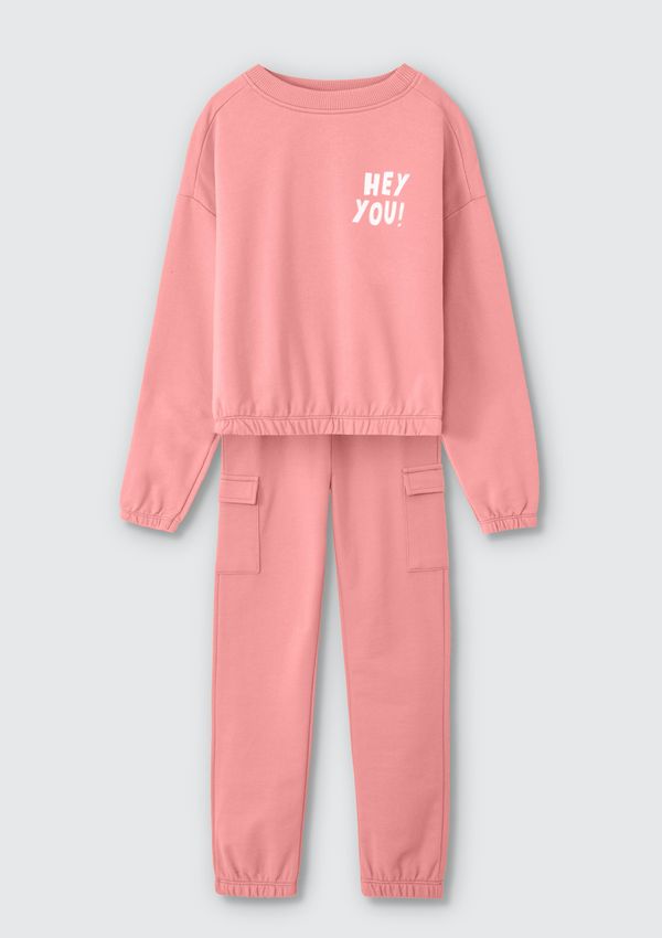 Conjunto Infantil Menina Longo Em Moletom Peluciado - Rosa 012