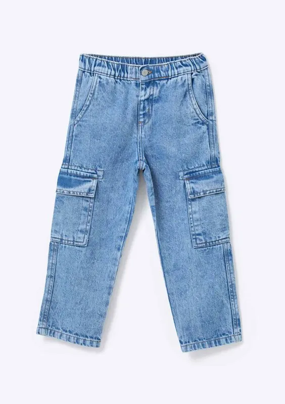 Calça Infantil Menino Jeans Cargo - Azul 002