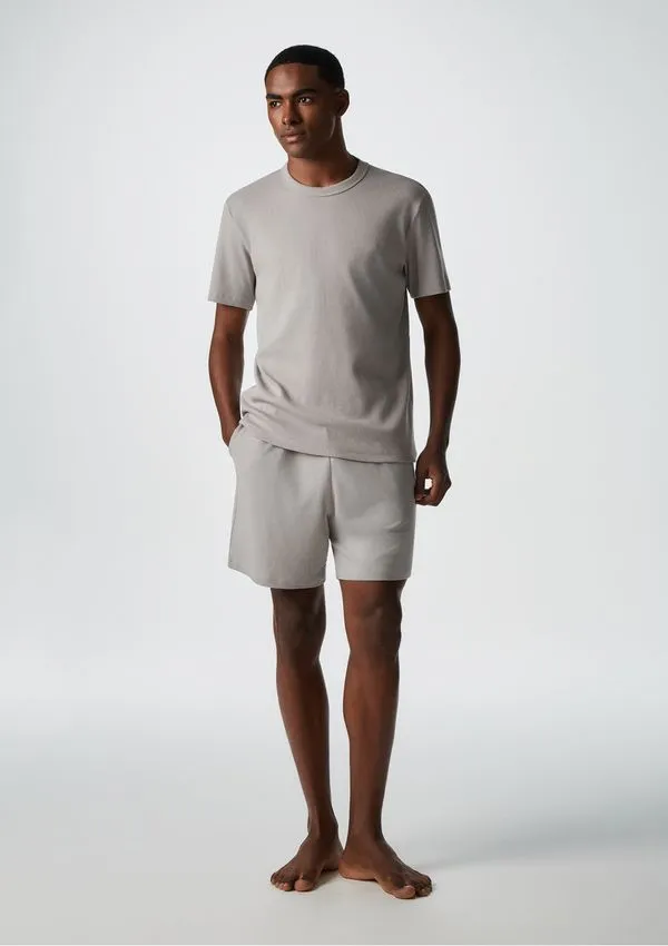 Pijama Masculino Em Ribana Canelada - Cinza G