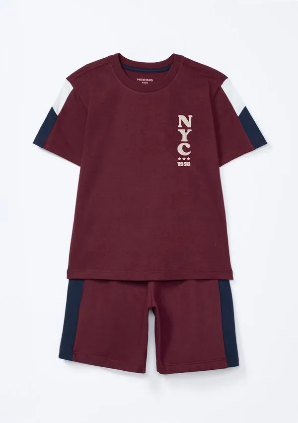 Conjunto Infantil Menino Estampado Oversized - Vinho 005