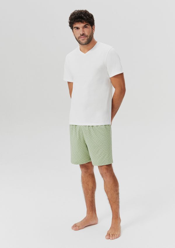 Pijama Masculino Curto Em Malha - Off white XG