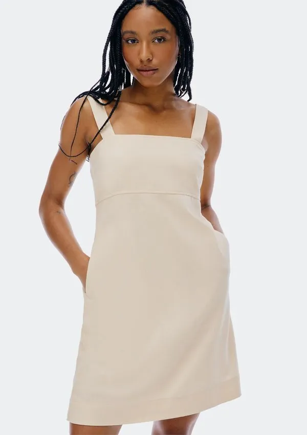 Vestido Curto Decote Quadrado - Creme P