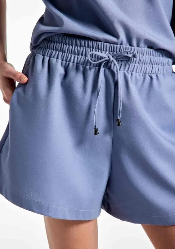 Shorts Feminino Evasê Com Linho - Cinza 046