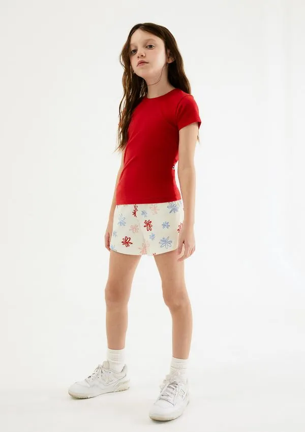 Shorts Básico Infantil Menina Clochard Estampado - Off white 010