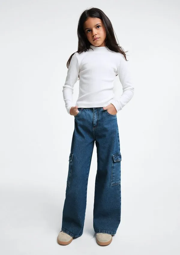 Calça Jeans Wide Leg Infantil Menina - Azul 004