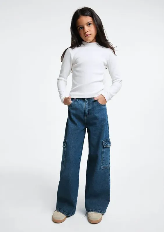Calça Jeans Wide Leg Infantil Menina - Azul 004