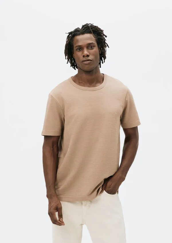 Camiseta Masculina Comfort Texturizada - Bege G