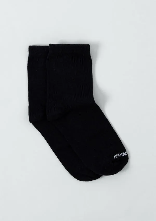 Meia Básica Infantil Unissex Cano Médio Hering Kids - Preto XG