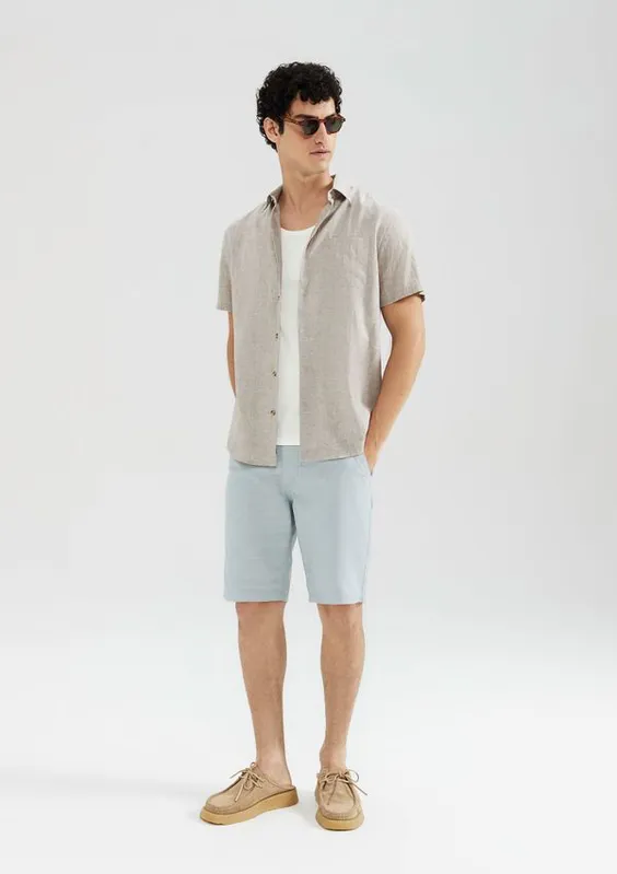 Bermuda Masculina Chino Fio Tinto - Azul 050