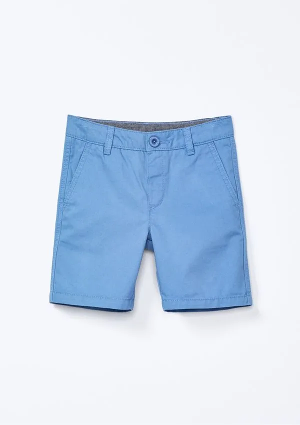 Bermuda Infantil Menino Toddler Chino Em Sarja - Azul 001