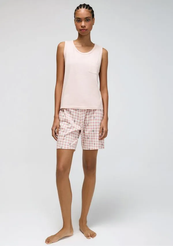 Pijama Curto Feminino Amplo Estampado - Rosa XXG