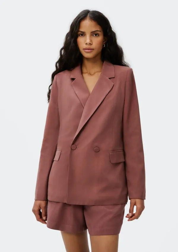 Blazer Feminino Transpassado - Marrom M
