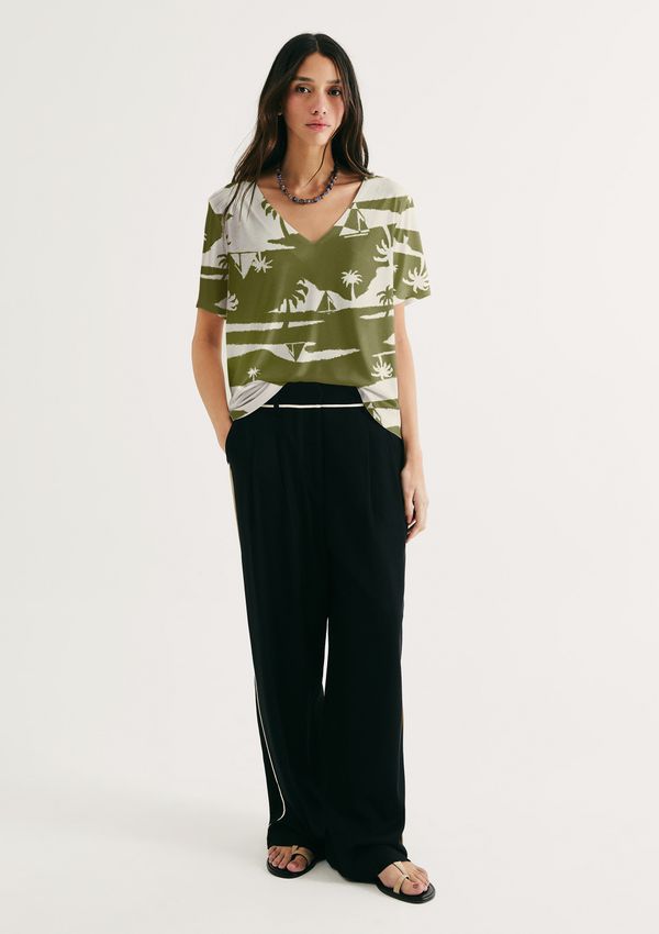 Blusa Feminina Em Viscose Estampada - Verde P
