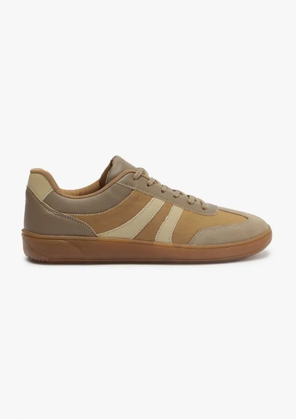 Tênis Masculino Casual Recortes - Marrom 038