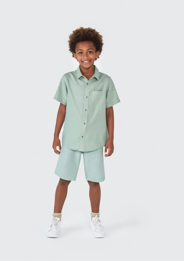 Bermuda Infantil Menino Com Linho - Verde 006