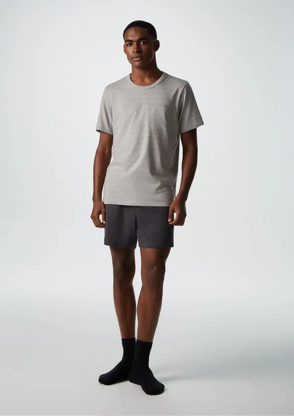 Pijama Curto Masculino Fio Tinto Listrado - Cinza M