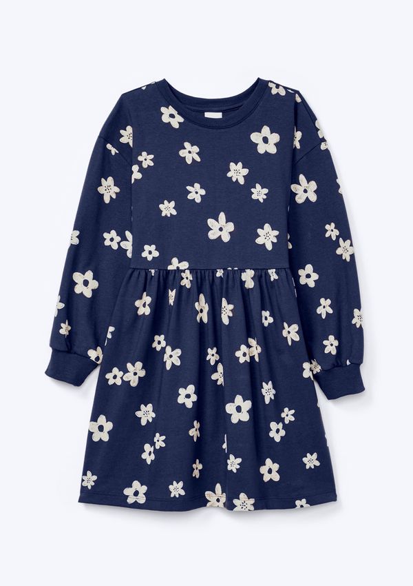 Vestido Infantil Manga Longa Estampado - Azul 008